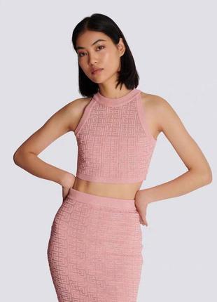 Костюм balmain BEACH юбка топ розовый черный