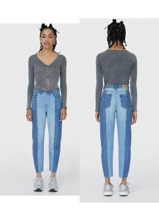 Голубые джинсы mom stradivarius • мом страдивариус • zara