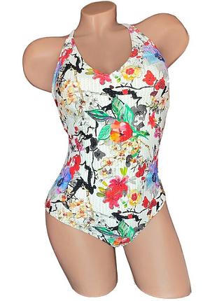 Купальник слитный power flower белый с разноцветным xs (40-42)