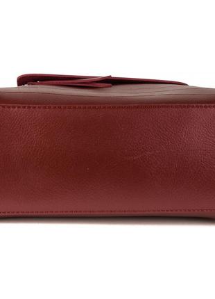 Женская,стильная сумка трапеция , материал эко-кожа, одна короткая ручка,ремень, три  отделения (8023) красный7 фото