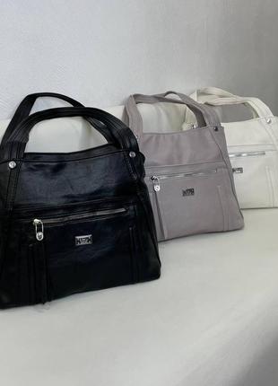 Зручні,вмісткі сумки(чорна,біла,сіра,беж)1 фото