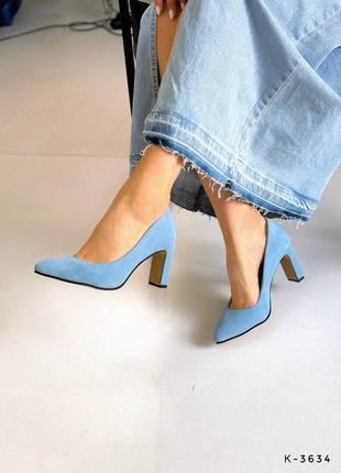 Класичні туфлі - nensi , блакитний, натуральна замша2 фото