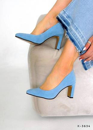 Класичні туфлі - nensi , блакитний, натуральна замша3 фото