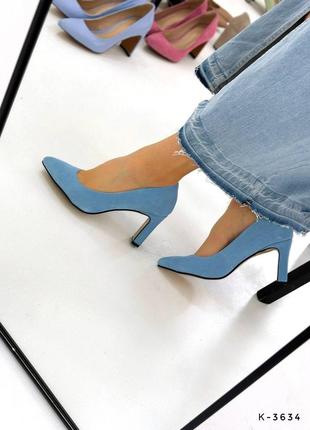 Класичні туфлі - nensi , блакитний, натуральна замша7 фото