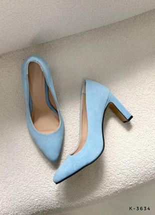 Класичні туфлі - nensi , блакитний, натуральна замша9 фото