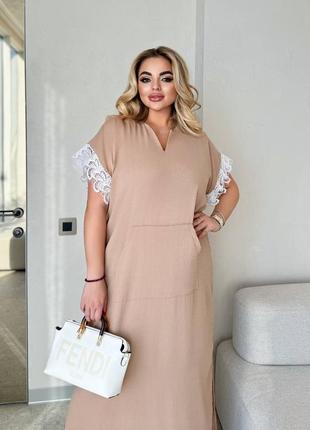 Стильна довга легка сукня,  плаття креп максі довжини, великі розміри2 фото