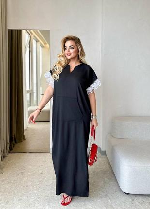 Стильна довга легка сукня,  плаття креп максі довжини, великі розміри8 фото