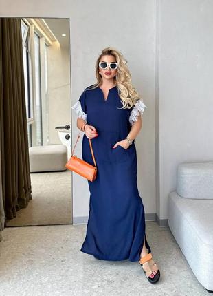 Стильна довга легка сукня,  плаття креп максі довжини, великі розміри5 фото