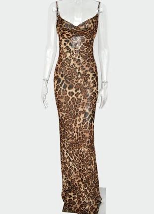 Платье сетка,леопардовое,макси,длинное,вечернее платьице пляжное5 фото