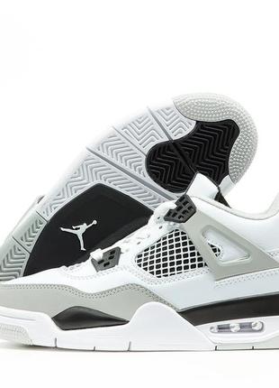 Мужские кроссовки nike air jordan 4 retro white grey black 40-42-43-44-45