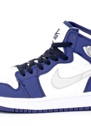 Женские кроссовки small air jordan 1 mid blue white 36-37-384 фото