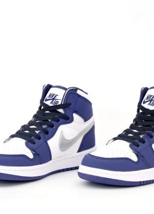 Женские кроссовки small air jordan 1 mid blue white 36-37-385 фото