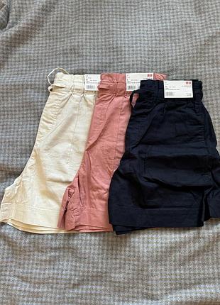 Шорти з льоном uniqlo молочні м