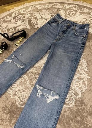 Джинси wide leg клешні zara рваные клешные