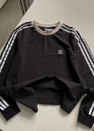 🤍чорний лонгслів adidas , оригінал! матеріал 93% бавовна ,7% еластан  насичений чорний колір
