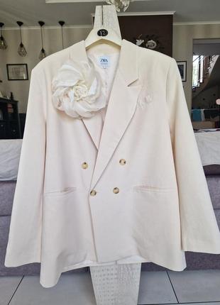 Пиджак, zara, льняной