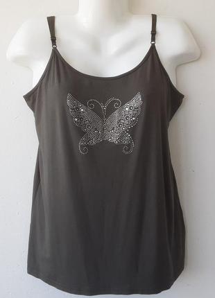 Майка на брителях бабочка р 46-48 бур франция вискоза