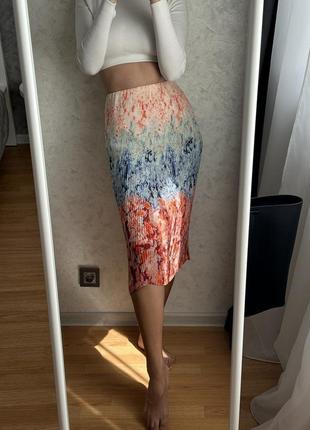 Яркая юбка миди плиссе h&m2 фото
