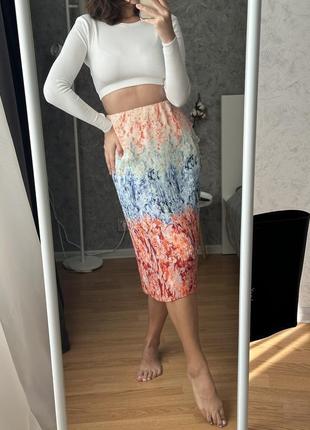 Яркая юбка миди плиссе h&m8 фото