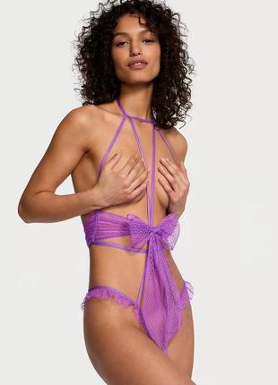 Сексуальное боди bow mesh open-cup crotchless playsuit victoria’s secret