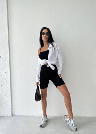 Костюм тройка топ топ велосипедки рубчик