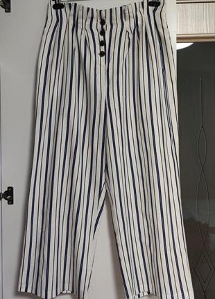 Легкие кюлоты в полоску из натуральной ткани от topshop 🤍💙