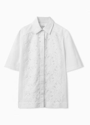 Рубашка белого цвета 42eu, cos, arket, органический коттон4 фото