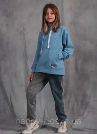 Двоколірні джинси для дівчинки 146-158 см туреччина3 фото