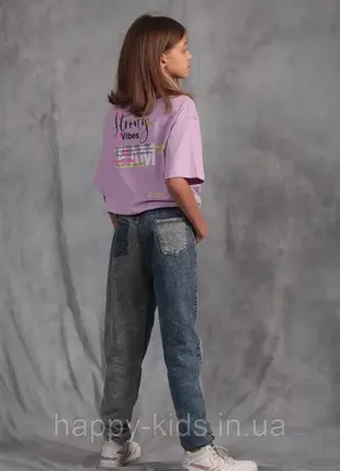 Двоколірні джинси для дівчинки 146-158 см туреччина5 фото