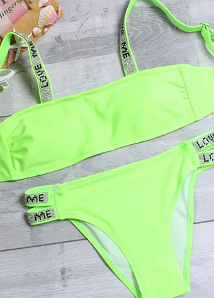 Купальник детский и подростковый с топом и стразами same game 150шд