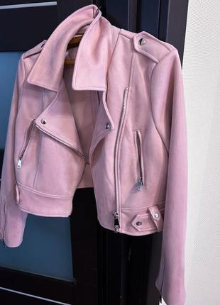 Куртка косуха замшева рожева1 фото