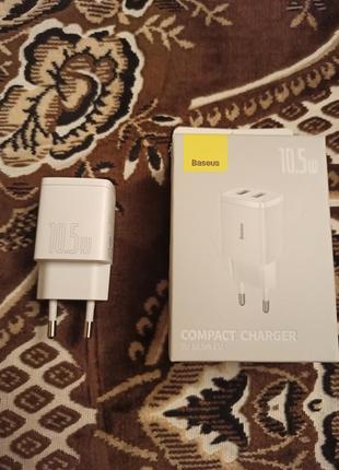 Зарядка для мобільного baseus compact charger 2u white ccxj0102023 фото