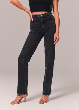 Abercrombie & fitch ultra high rise 90s straight jean ультра высокие черные джинсы прямые 29 размер