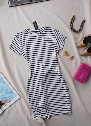 Базовое платье футболка в полоску летнее от plt