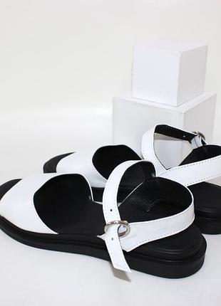 Шкіряні босоніжки білі, шкіряні босоніжки білі, белые босоножки кожаные3 фото