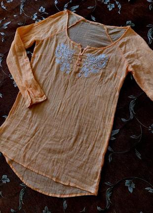 Блуза удлиненная, марлевка, батист