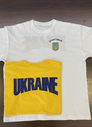 Мужская хлопковая белая футболка с нашивкой “ukraine”7 фото