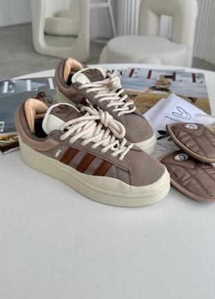 🔥adidas campus x bad bunny brown beige кросівки жіночі 🔥 кроссовки женские