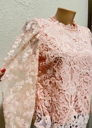 Рожева блузка ошатна/рожева блуза з прозорим рукавом/рожева блуза з вишивкою