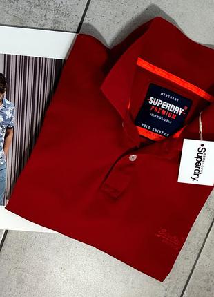 Мужская хлопковая модная винтажная футболка поло superdry в бордовомцвете размер xl
