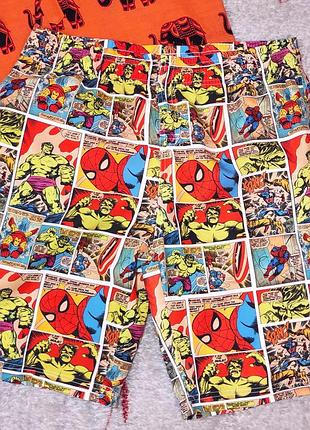 Чоловічі яскраві пляжні довгі шорти з принтом р.52 marvel плавки купальні