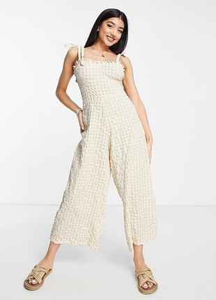 Бежевий комбінезон у дрібну клітинку asos design розмір 36