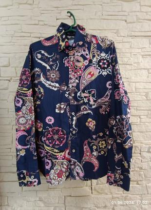 Яркая хлопковая мужская рубашка слим,премиум бренда hans ubbink