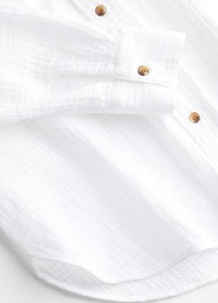 Сорочка муслінова h&m рубашка бавовняна hm біла5 фото