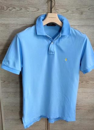 Мужское хлопковое элегантное базовое поло polo ralph lauren в синем цвете оригинал размер s