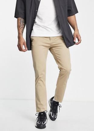Брюки pull & bear slim fit чиносы брюки мужские бежевые