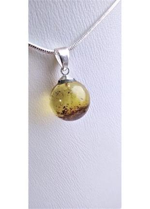 Кулон шар minov 1034из янтаря на цепочке в подарок коробочка