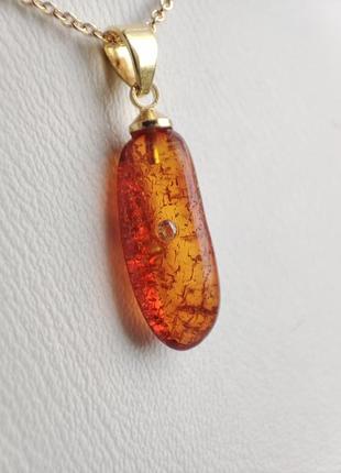 Кулон из янтаря minov 2140 с фианитом
