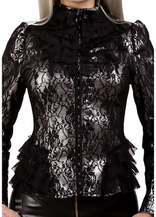 Приталенный женский винтажный пиджак с кружевом