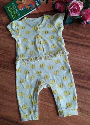 Ярко желтый песочник, слип, ромпер на малыша matalan на 0-3 мес.